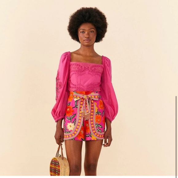 FARM Rio Pants - Farm RIO Pink Flower Tapestry Shorts